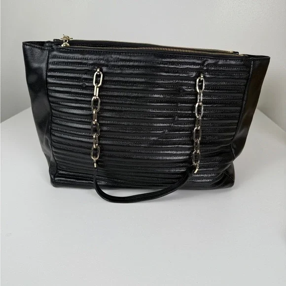 Kate Spade New York Black Textured Tote with Gold Chain - Picture 10 of 10